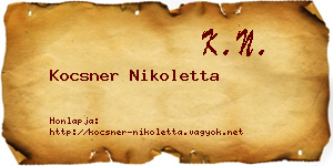 Kocsner Nikoletta névjegykártya